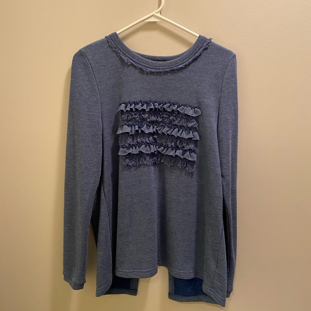 Blue Ruffle Sweatshirt